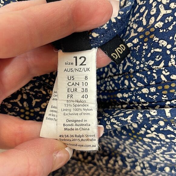 Bond-Eye Australia Nip Tuck Tummy Control Navy/Gold Bathing Suit. Size 12. - Picture 12 of 13